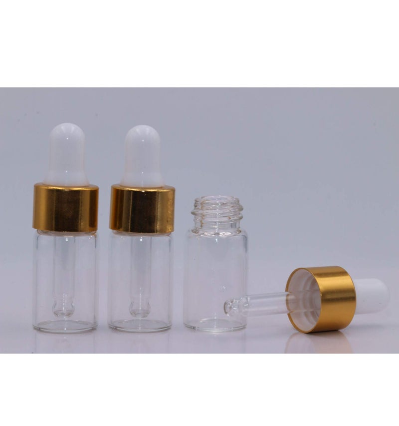 glasstore 15Pcs Glass Essential Oil Dropper Bottles Clear Mini 1Ml/2Ml/3Ml Perfume Dropping Bottle Cosmetic Sample Vials With Gold Cap And White Latex - Image 3