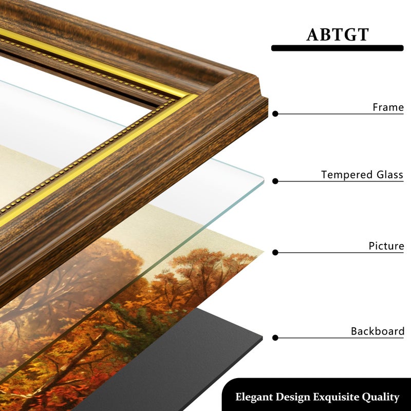 Abtgt Vintage Style 11x14 Picture Frame, Made of Tempered Real Glass for Tabletop or Wall Mount, 11x14 Photo Frame for Home Decor, Brown. - Image 3