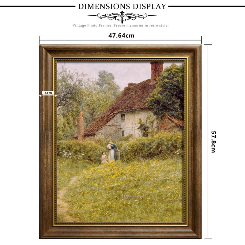 Abtgt Vintage Style 11x14 Picture Frame, Made of Tempered Real Glass for Tabletop or Wall Mount, 11x14 Photo Frame for Home Decor, Brown. - Image 2