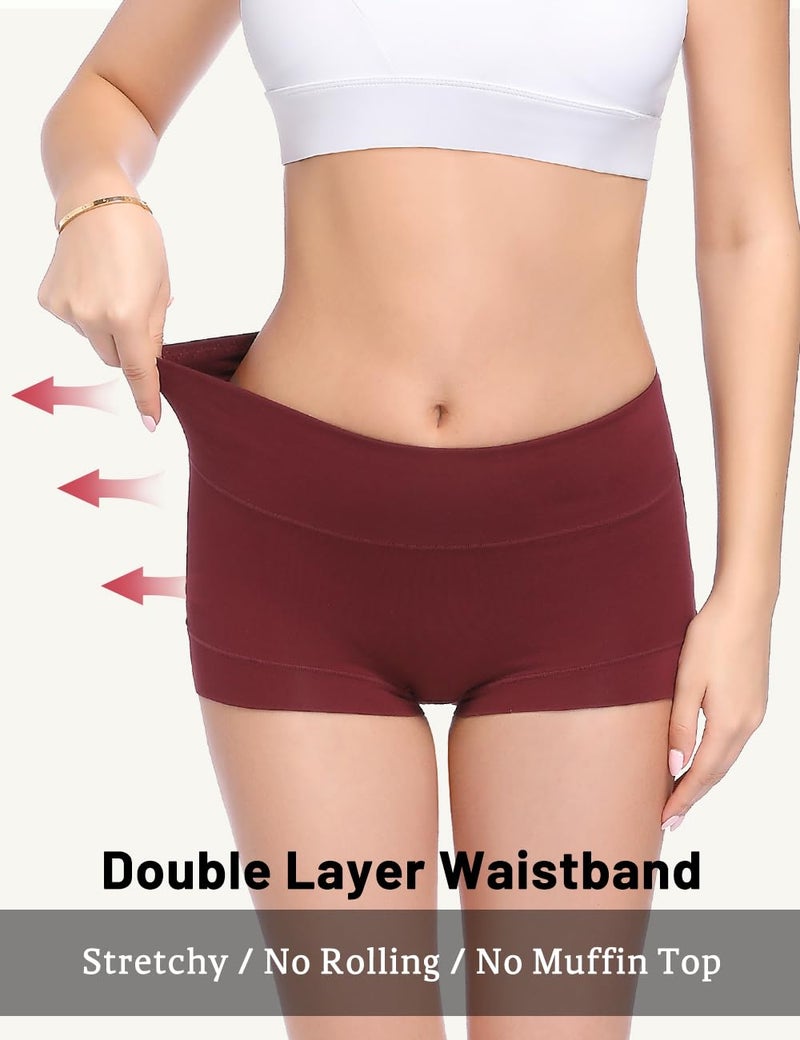 Molasus Womens High Waisted Cotton Panties Ladies Full Coverage Stretch Underwear Pack of 5,Multicolor,Medium - Image 3