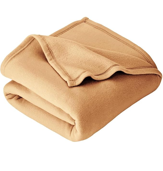 Purav Light Double Bed Fleece Blanket Soft, Lightweight,Woolen, Winter & Traveling Blanket Ideal AC & All-Season Polar Fleece- 90 X 90- Pack of 5, Beige - Image 1