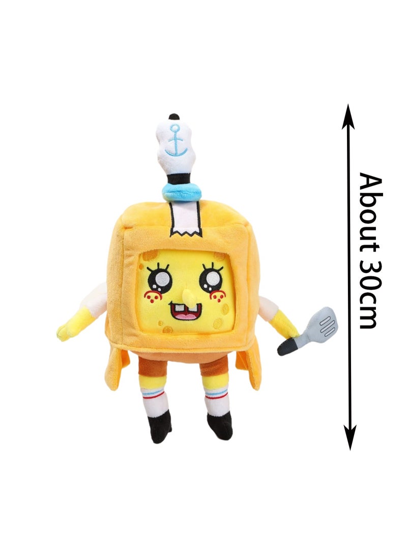 30cm Yellow Sponge Plush Toy, Box Of Little People Pajamas Little Heroes Anime Game Peripheral Plush Doll Boy Girl Birthday Gift - Image 2