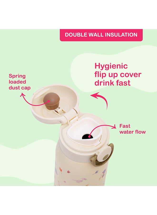 Eazy Kids Double Wall Insulated School Water Bottle - Ivory, 350Ml  - Image 3