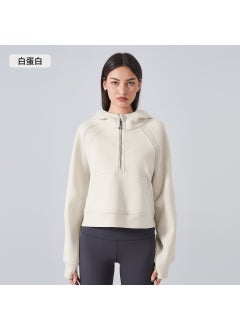 Generic New Velveteen Warm Hoodie Women Crop Sportswear White protein 
