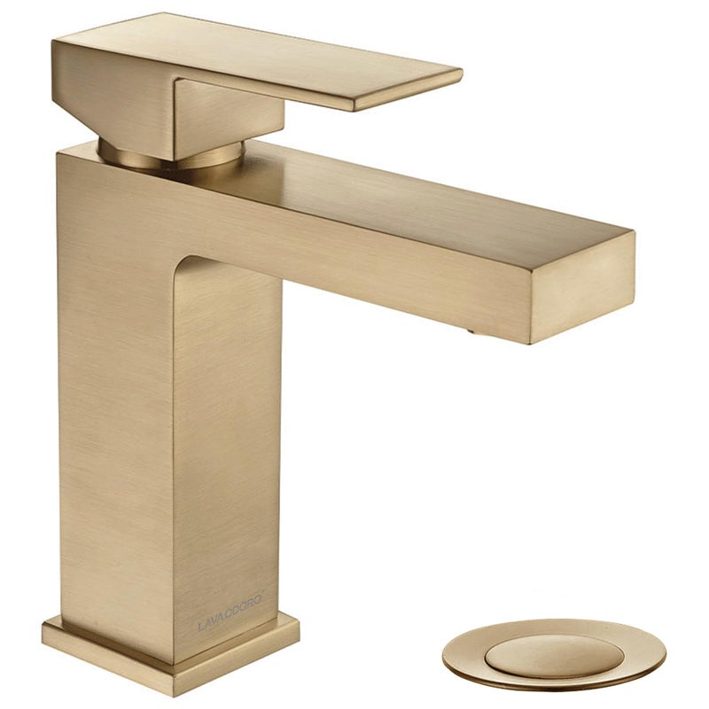 Lava Odoro Champagne Gold Bathroom Faucets, Single Hole Bathroom Sink Faucet Single Handle Vanity Faucet with Pop up Drain Assembly, Deck Plate Included, BF307-CB - Image 1