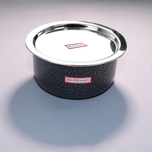 Flixbloom Pro Kitchen 1 Litre Hard Anodised Black Induction Base/LPG Stove Friendly Kitchen Cookware Utensil Cooking Tope/Container/Patila/Bhagona/Handi (Tope with Lid, 1 Litre Tope) - Image 1