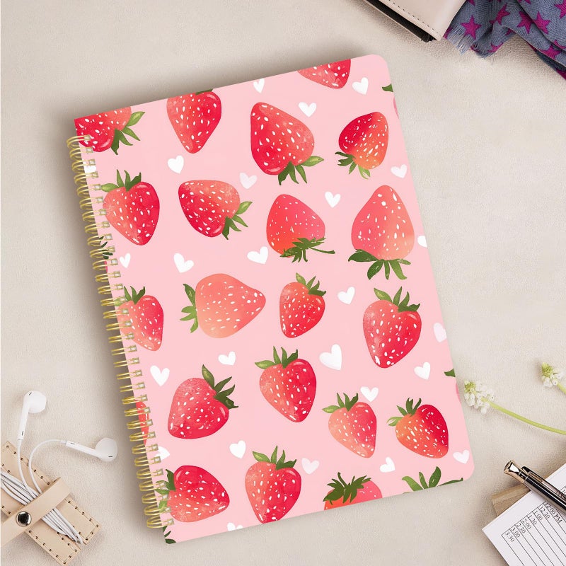 Stanoha Cute Spiral Notebook journal A4 Aesthetic Pretty Design for Women Girls Kawaii with Pocket, 8.5 x 11 inch, Lined, Strawberry - Image 5