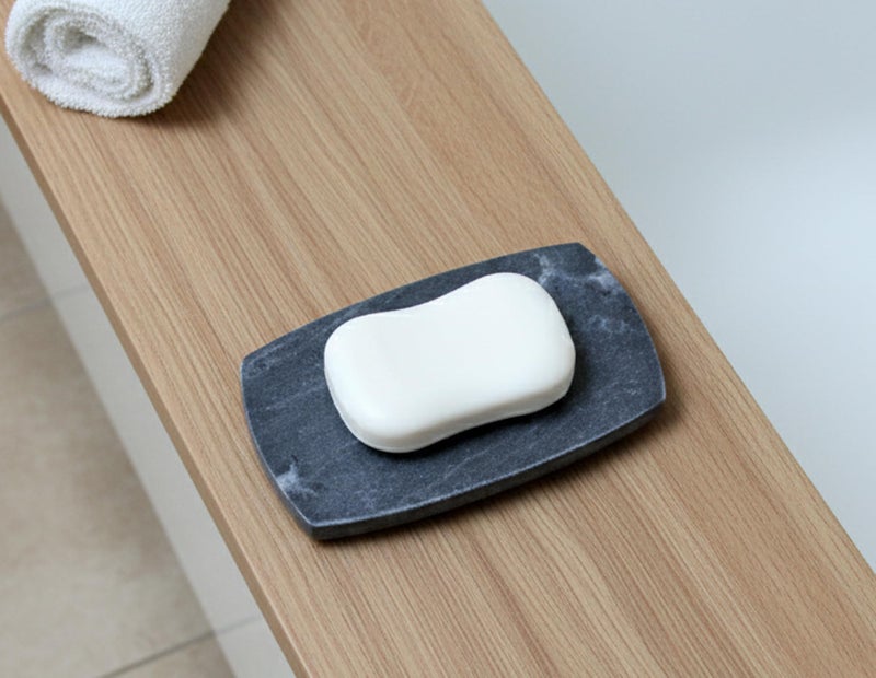 KLEO Stonkraft Natural Stone Soap Dish Bath Accessories For Bath, Tub Or Wash Basin In Two Tone Black/White Color - Image 3