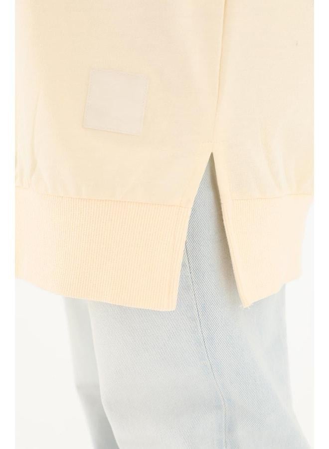 Soul Women's Ribbed Slit Detailed Basic Tunic - 30644TUN - Beige. - Image 3