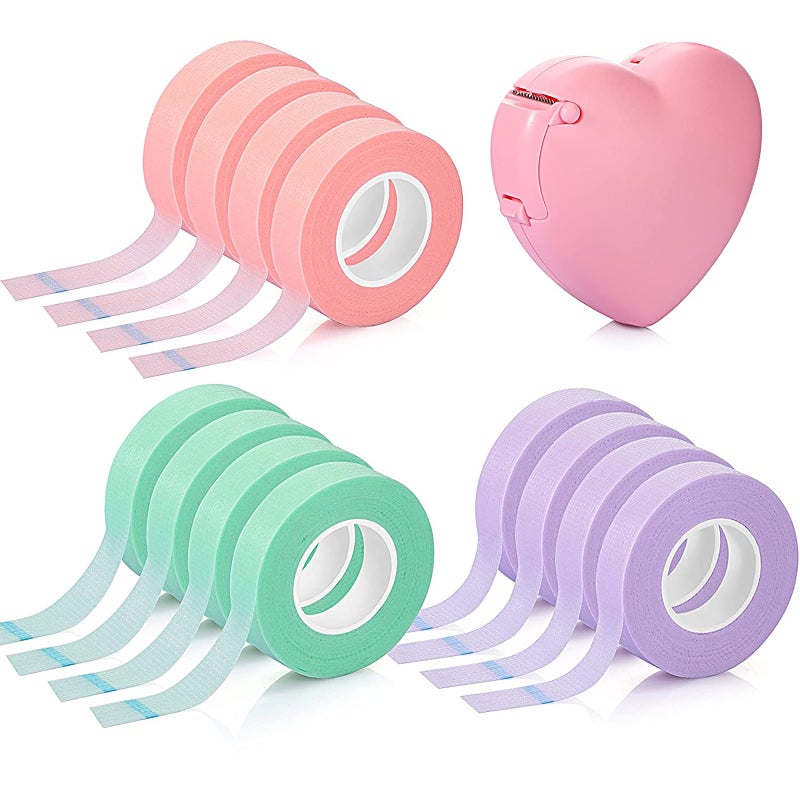 Eyelash Extension Tape Breathable Adhesive Lash Tape Non-Woven Fabric Lash Tape with Heart-Shaped Tape Dispenser Cutter - Image 1