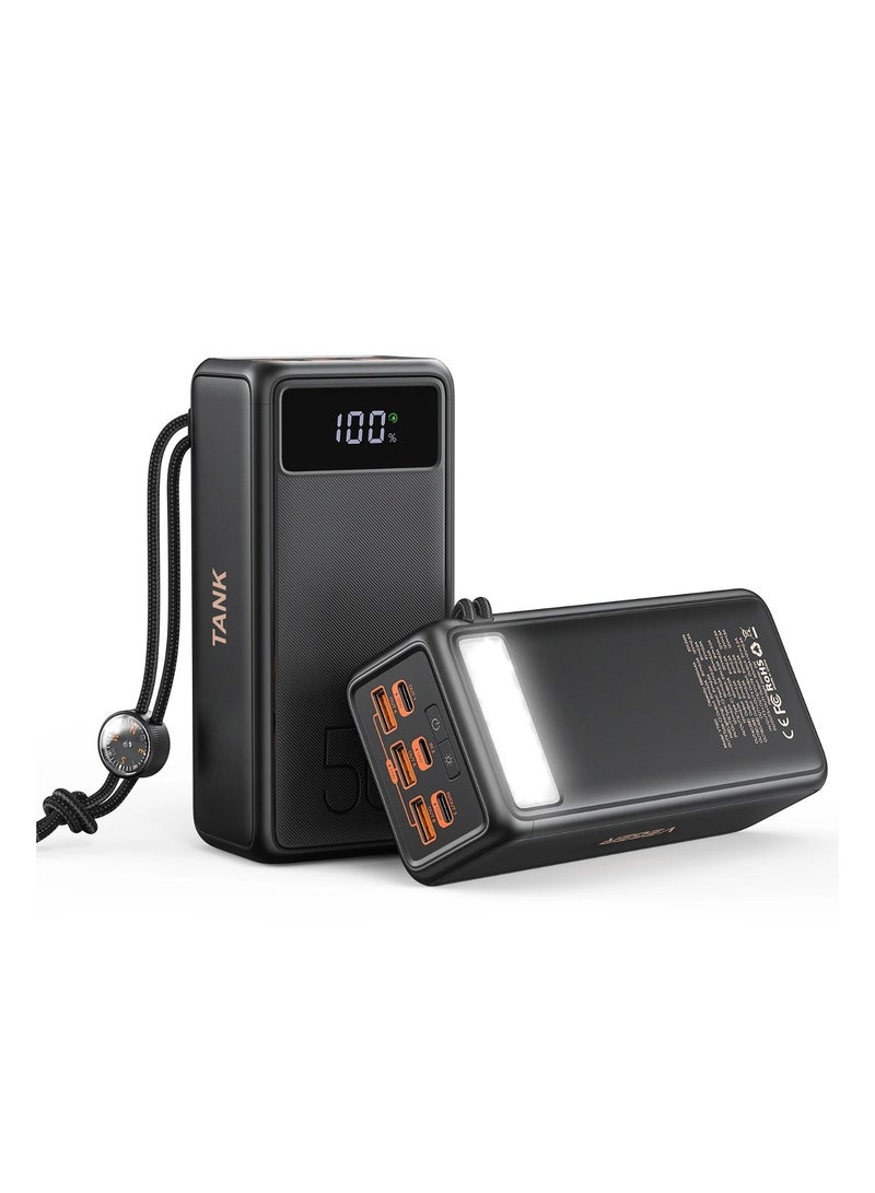 فيجير Power Bank 56000mAh 130W Portable Charger Power Tank Built-In LED Flash Light and Compass Lanyard for Laptop and Mobile Charge - Image 1