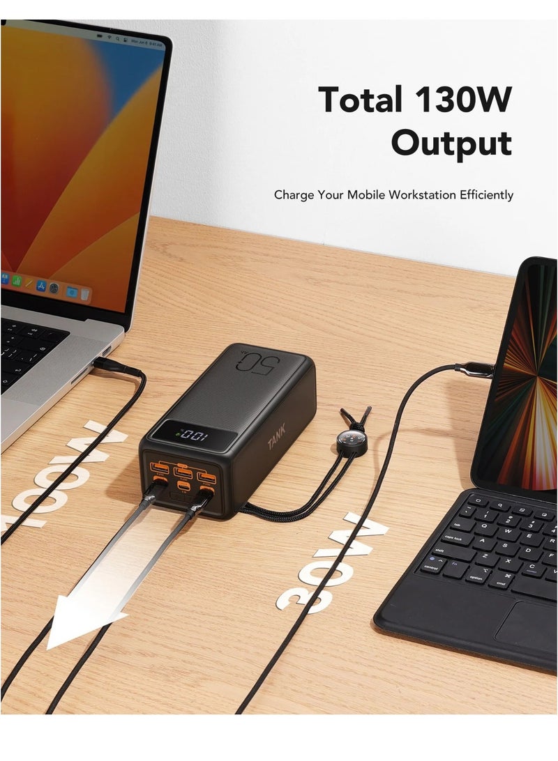 فيجير Power Bank 56000mAh 130W Portable Charger Power Tank Built-In LED Flash Light and Compass Lanyard for Laptop and Mobile Charge - Image 4