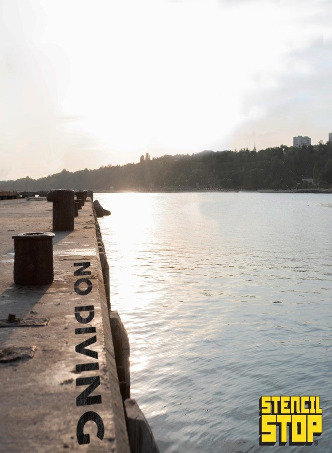 Stencil Stop No Diving Sign Stencil - 24 x 4 inches | Reusable Stencils for Painting on Wood, Walls, Fabric & Rocks | Durable 14 Mil Mylar Plastic | Perfect for DIY Projects and Crafts - Image 4