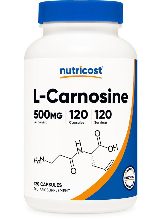 Nutricost L-Carnosine 500mg, 120 Capsules - Gluten Free & Non-GMO - Image 1