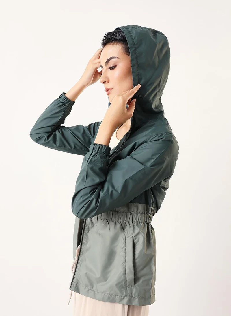 Dennis Lingo  Women's Petrol & Mint Green 100% Polyester Colour Blocked Utility Regular Fit Jacket for Women | Best Price UAE