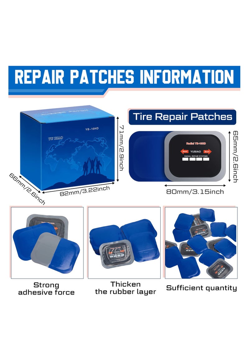 SYOSI - Tire Patch Rubber, Tire Patches Radial Tire Repair Patch Tire Plug Kit Emergency Repair Tool, for Puncture Car Truck Bus Tractor Vehicle 2.56 x 3.15 Inch, Made of Rubber Material (20 Pcs) - Image 1