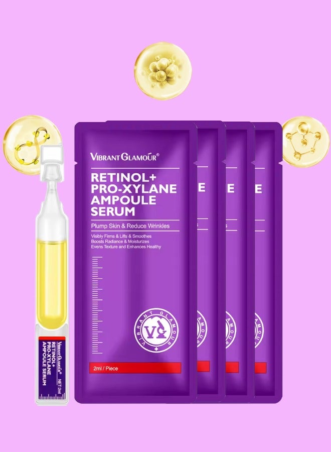 Vibrant Glamour 4Pcs Retinol + Pro-Xylane Ampoule Serum Anti aging Anti Wrinkle Firming Hydrating Moisturizing Soothing Repairing Fade Fine Lines Dark Spots Deep Care Retinol Essence - Image 1