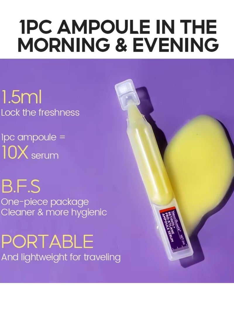 Vibrant Glamour 4Pcs Retinol + Pro-Xylane Ampoule Serum Anti aging Anti Wrinkle Firming Hydrating Moisturizing Soothing Repairing Fade Fine Lines Dark Spots Deep Care Retinol Essence - Image 2