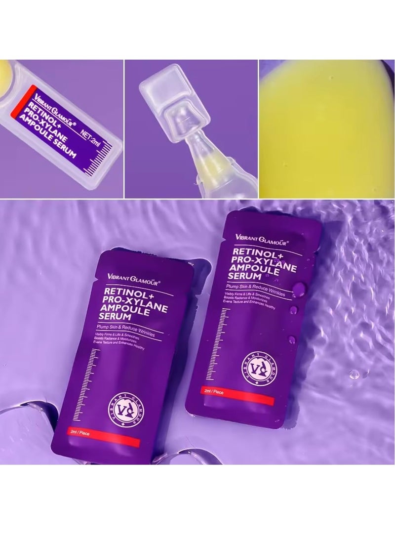 Vibrant Glamour 4Pcs Retinol + Pro-Xylane Ampoule Serum Anti aging Anti Wrinkle Firming Hydrating Moisturizing Soothing Repairing Fade Fine Lines Dark Spots Deep Care Retinol Essence - Image 3