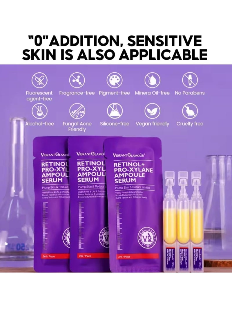 Vibrant Glamour 4Pcs Retinol + Pro-Xylane Ampoule Serum Anti aging Anti Wrinkle Firming Hydrating Moisturizing Soothing Repairing Fade Fine Lines Dark Spots Deep Care Retinol Essence - Image 5