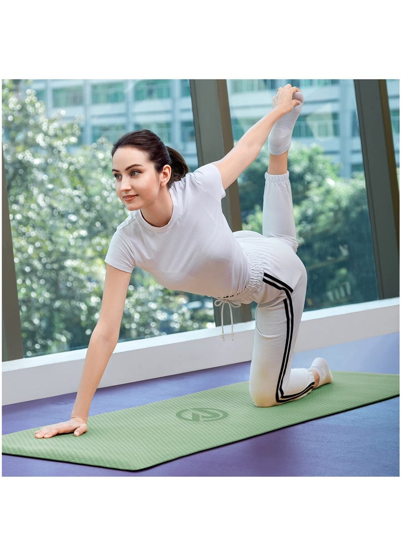 Nariele Thick Yoga Mat 8mm - Knees Supportive Exercise Mat - for Yoga, Pilates, Fitness Exercises and Home Exercise Fitness Mat - Non-Slip Yoga Gym Mat With Carrying Bag - 183*66cm (Green/Black) - Image 5