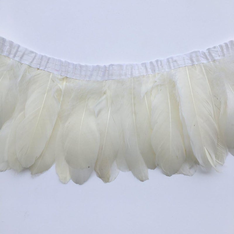 Sowder Duck Goose Feather Trim Fringe 2 Yards (Ivory) - Image 2