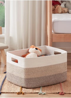 Haidue Handwoven Storage Basket - Large Size 55*43*30.5cm Decorative Organizer for Bedroom, Living Room & Nursery - White Grey Gradient Woven Storage Bin  - Image 2