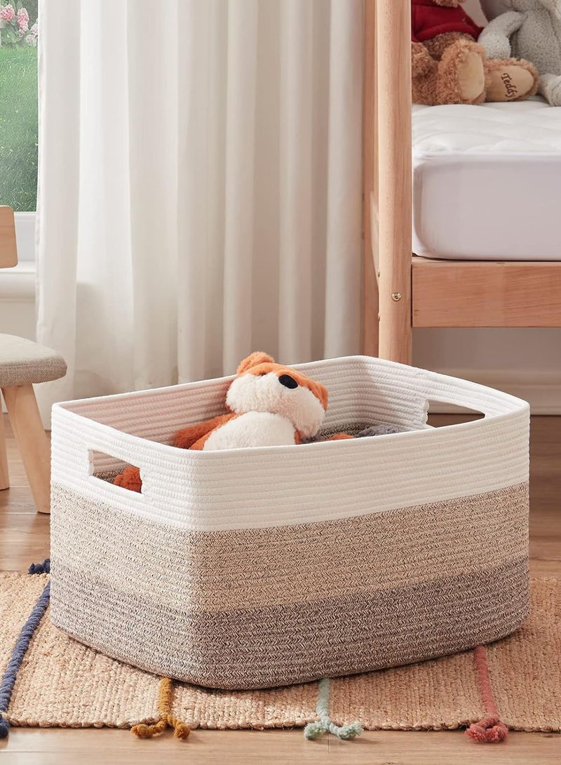 Haidue Handwoven Storage Basket - Large Size 55*43*30.5cm Decorative Organizer for Bedroom, Living Room & Nursery - White Grey Gradient Woven Storage Bin - Image 2