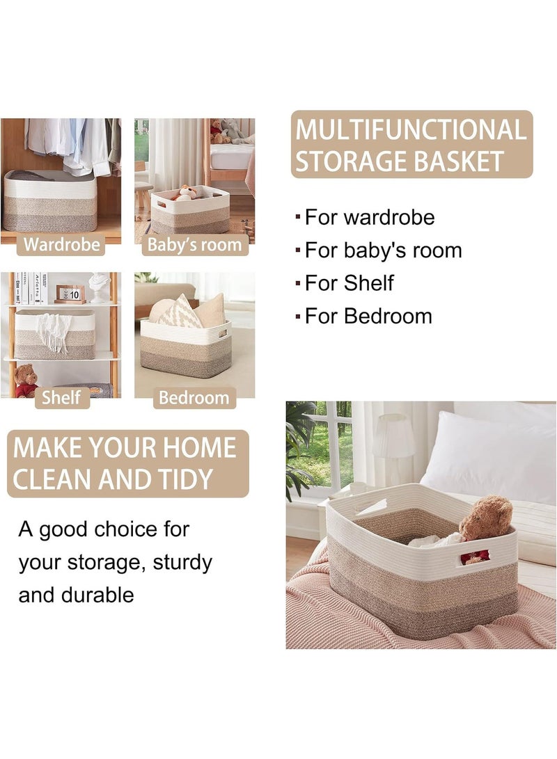 Haidue Handwoven Storage Basket - Large Size 55*43*30.5cm Decorative Organizer for Bedroom, Living Room & Nursery - White Grey Gradient Woven Storage Bin - Image 4