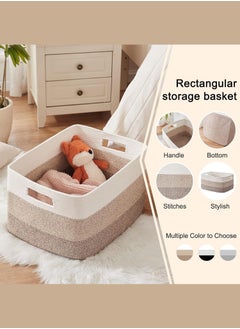 Haidue Handwoven Storage Basket - Large Size 55*43*30.5cm Decorative Organizer for Bedroom, Living Room & Nursery - White Grey Gradient Woven Storage Bin  - Image 5