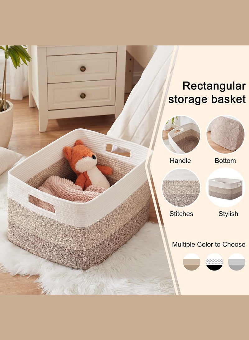 Haidue Handwoven Storage Basket - Large Size 55*43*30.5cm Decorative Organizer for Bedroom, Living Room & Nursery - White Grey Gradient Woven Storage Bin - Image 5