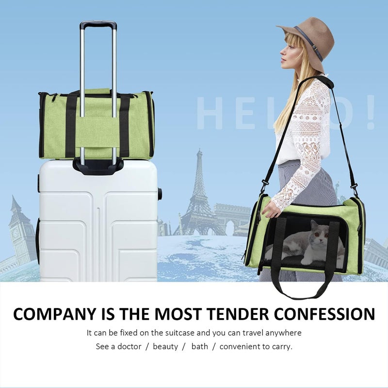 Cat Carriers Dog Carrier Pet Carrier for Small Medium Cats Dogs Puppies up to 15 Lbs, Airline Approved Small Dog Carrier Soft Sided, Collapsible Travel Puppy Carrier - Green - Image 4