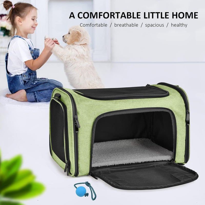 Cat Carriers Dog Carrier Pet Carrier for Small Medium Cats Dogs Puppies up to 15 Lbs, Airline Approved Small Dog Carrier Soft Sided, Collapsible Travel Puppy Carrier - Green - Image 3
