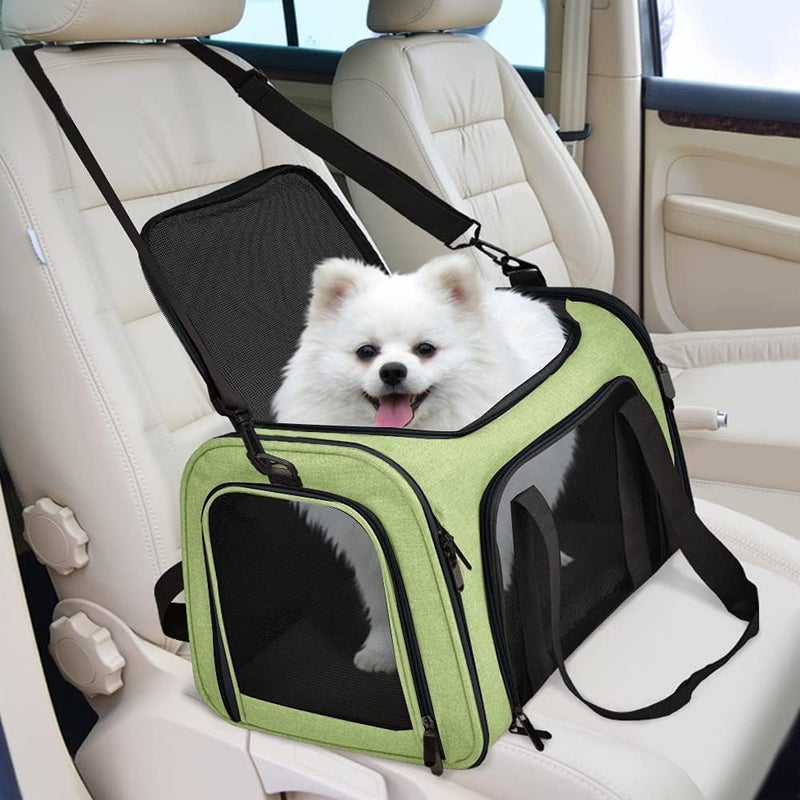 Cat Carriers Dog Carrier Pet Carrier for Small Medium Cats Dogs Puppies up to 15 Lbs, Airline Approved Small Dog Carrier Soft Sided, Collapsible Travel Puppy Carrier - Green - Image 2