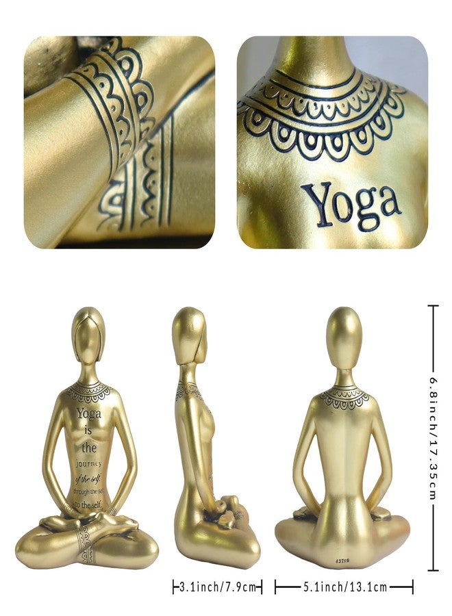 Pigort Rustic Gold Yoga Spiritual Decor Yoga Letters Statues Ornaments for Shelf Decor Accents, Gifts for Women, Zen Garden Decorations - Image 2