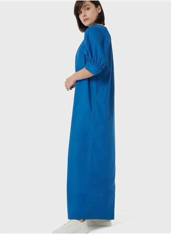 leem Pleated Neckline Kaftan