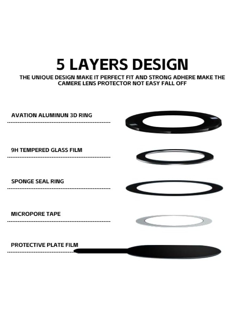 ELTRAZONE Bling Rhinestone Lens Protector for iPhone 15 Pro/iPhone 15 Pro Max- Sparkling Diamond Camera Lens Cover Black - Image 5