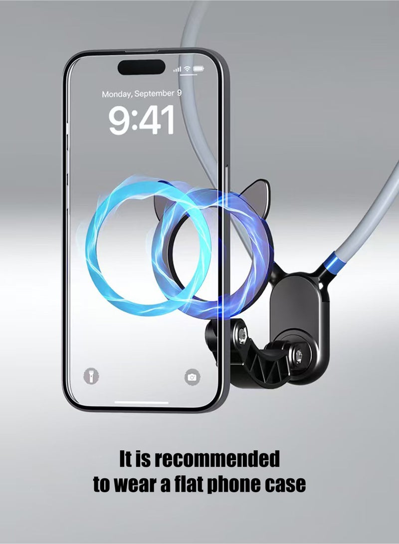Magnetic Neck Phone Holder, POV/Vlog Hands Free Video Recording Content Creator Essentials, For iPhone and Android Phone (Dark Gray) - Image 3