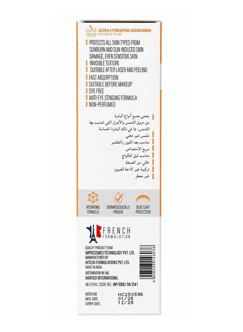 Impressmed Ceraderm Ultra Hydrating Sunscreen Invisible Fluid SPF 50 Plus 50ml - Image 5