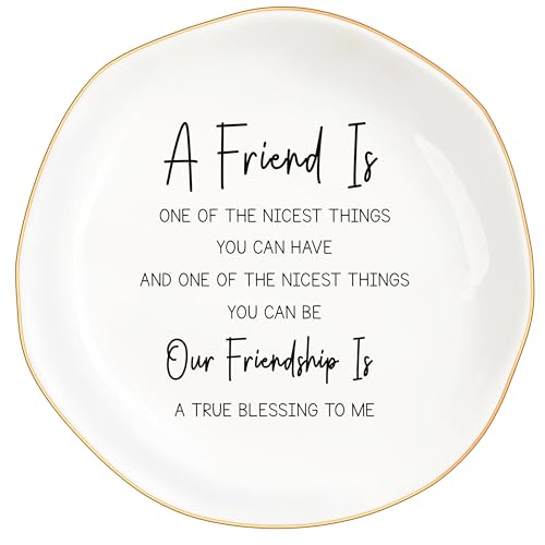 MQPPKJ Bestie Gifts for Women Friendship, Jewelry Dish Trinket Tray, Gifts for Friends Female, Friend Gifts for Women Birthday, BFF Soul Sister Work Bestie Gifts for Thanksgiving Gifts (White-Friend7) - Image 1