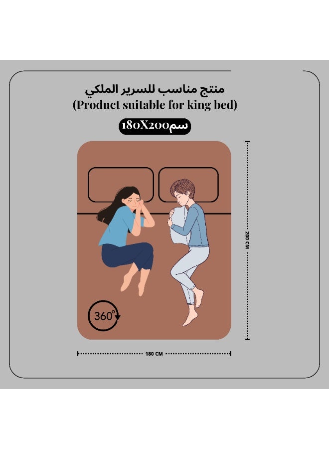 قطني غطاء سرير مطروح مايكروفايبر سادة كينغ – رمادي غامق – 180 × 200 سم مع كيسين وسادة - Image 3