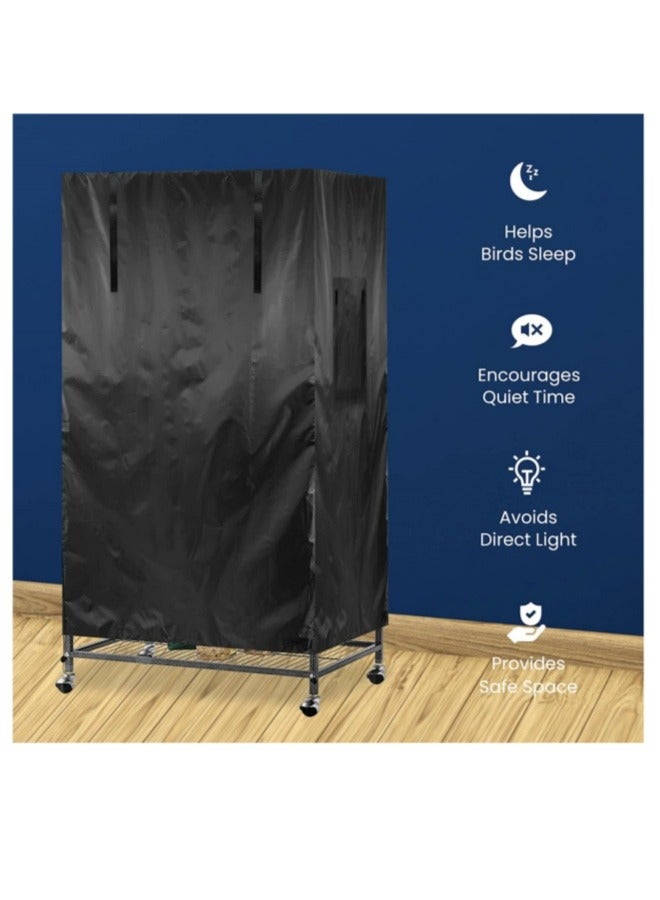 Generic (Withuout cage)Pet Products Universal Bird Cage Cover,Extra Large Bird Parrot Cage Cover,Good Night Birdcage Cover,Large,97*60*130cm（51*38*23.5in） Black  - Image 2