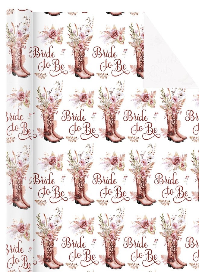 WRAPAHOLIC Cowgirl Wedding Wrapping Paper - Mini Roll - 17 Inch x 16.5 Feet - Bride to be and Floral Cowgirl Wrapping Paper Perfect for Bridal Shower, Wedding, Bachelorette Party - Image 2