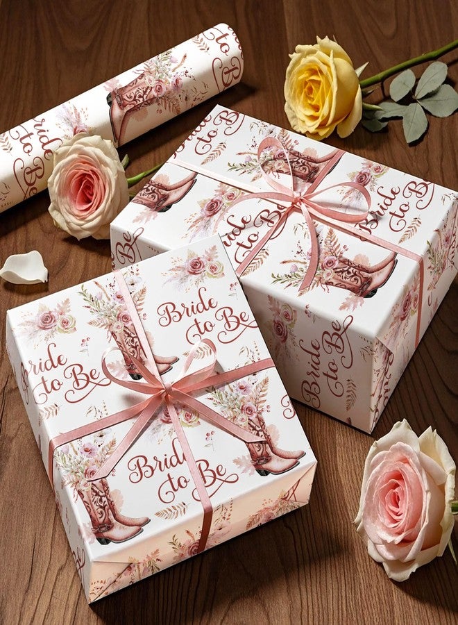 WRAPAHOLIC Cowgirl Wedding Wrapping Paper - Mini Roll - 17 Inch x 16.5 Feet - Bride to be and Floral Cowgirl Wrapping Paper Perfect for Bridal Shower, Wedding, Bachelorette Party - Image 5