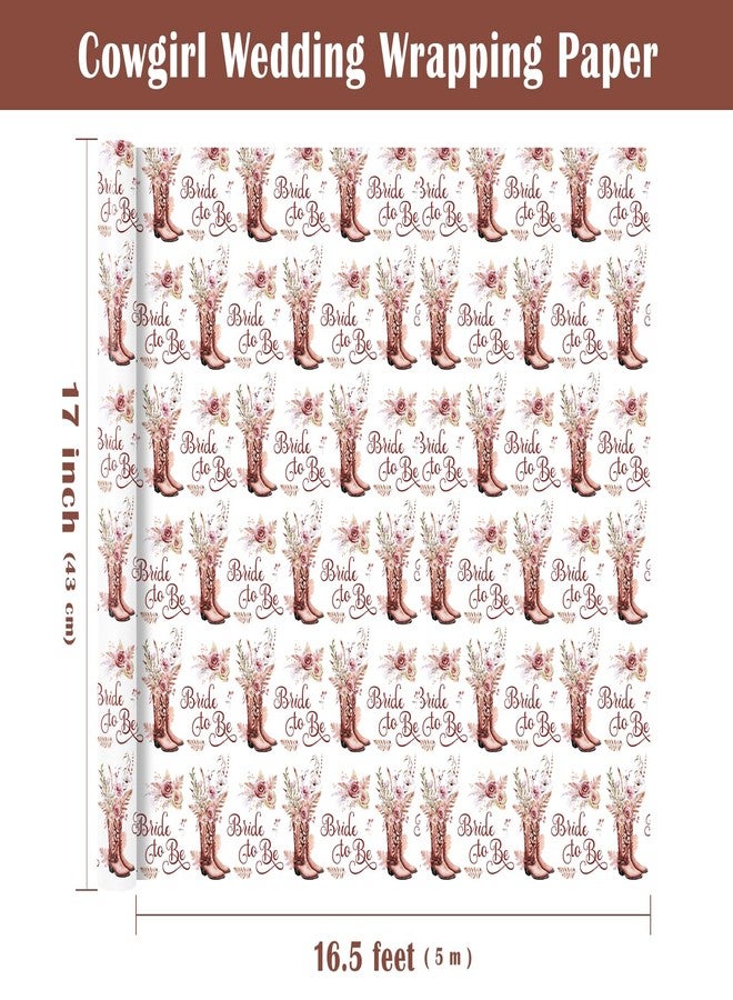 WRAPAHOLIC Cowgirl Wedding Wrapping Paper - Mini Roll - 17 Inch x 16.5 Feet - Bride to be and Floral Cowgirl Wrapping Paper Perfect for Bridal Shower, Wedding, Bachelorette Party - Image 3