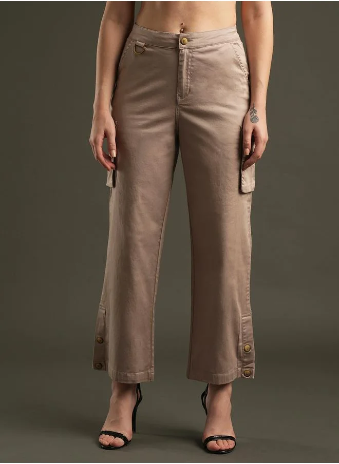 جلو باص High Rise Relaxed Fit Flat Front Cargo Pants