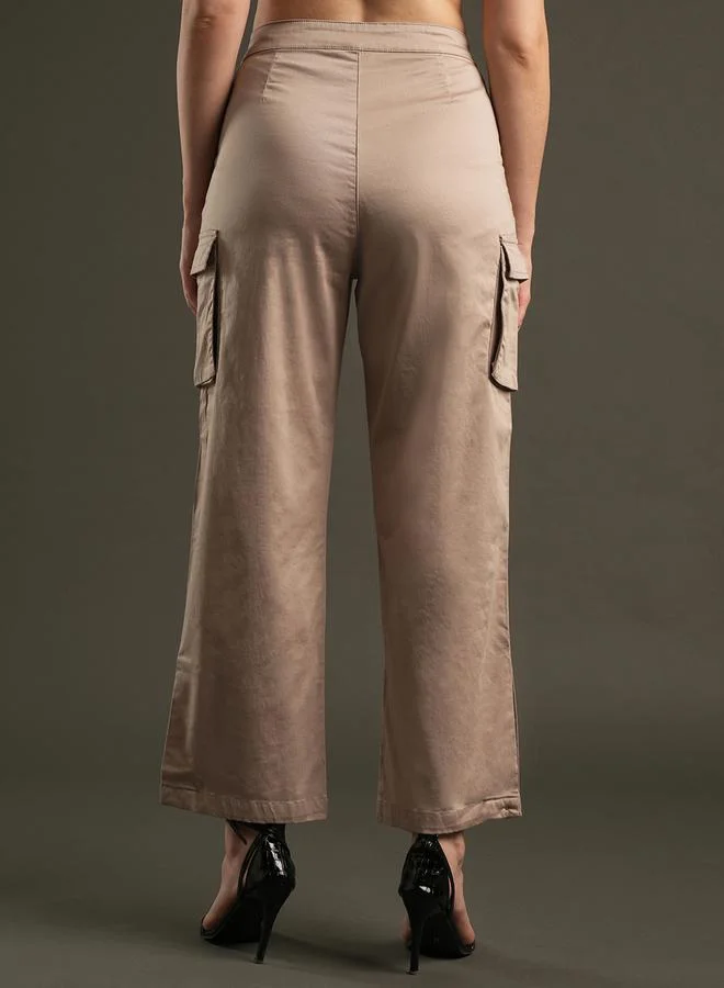 globus High Rise Relaxed Fit Flat Front Cargo Pants