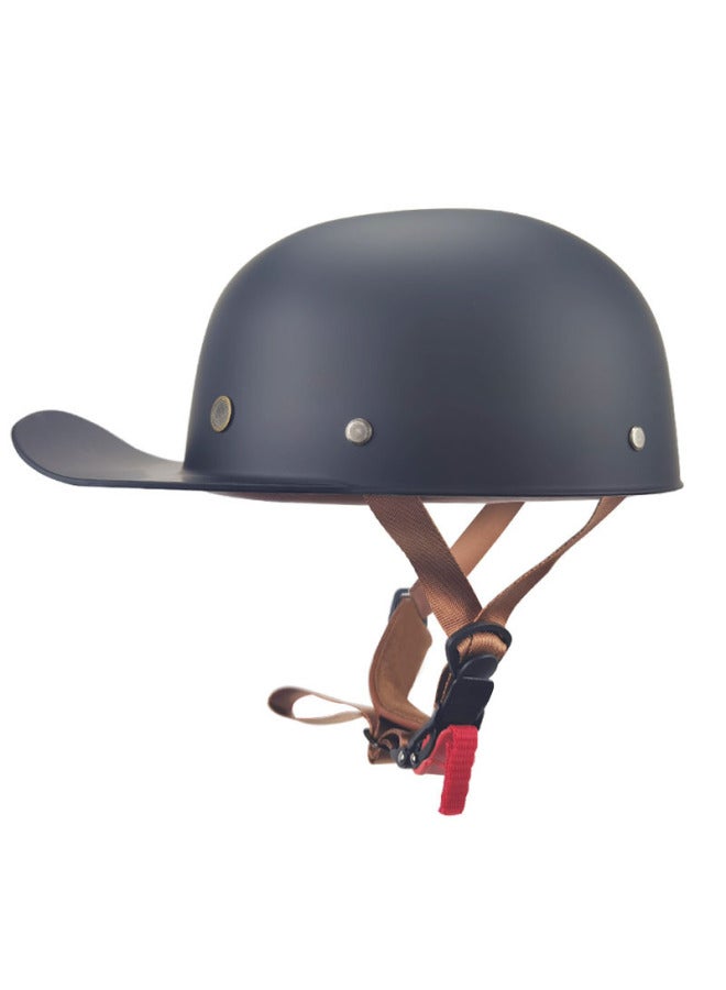 Elegant Black Electric Vehicle Helmet Harley Helmet Retro Half Helmet Motorcycle Scoop Helmet Girls Cute Baseball Cap Dot Certified Cycling