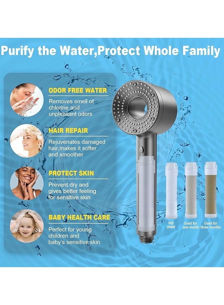 BEILINGDUN High Pressure Shower Head, Filtered Shower Head with Handheld, Multiple Spray Modes with Pause Switch Water Saving Filter Showerhead,Showerhead Set, for Pets Bath (offwhite) - Image 3