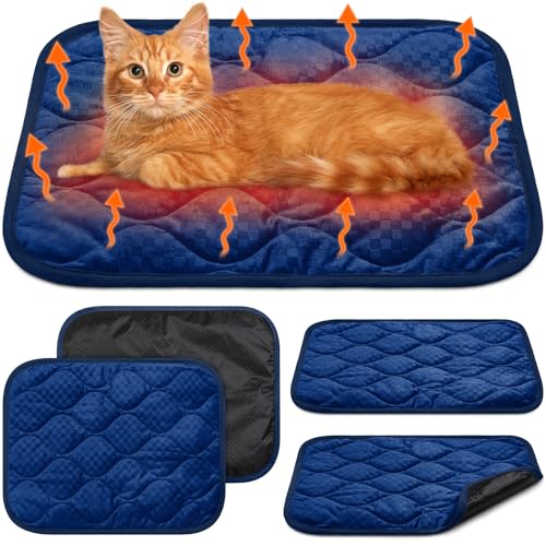 Tujoe 4 Pack Self Warming Cat Mat Self Heating Cat Pad Warm Thermal Pet Bed Washable Dog Crate Pad Body Heat Dog Bed Mat Blanket Non Slip Bottom for Outdoor Indoor Pets - Image 1